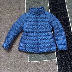 UNIQLO Kids Packable Down Puffer — Blue Polka Dot (5–6) NEW